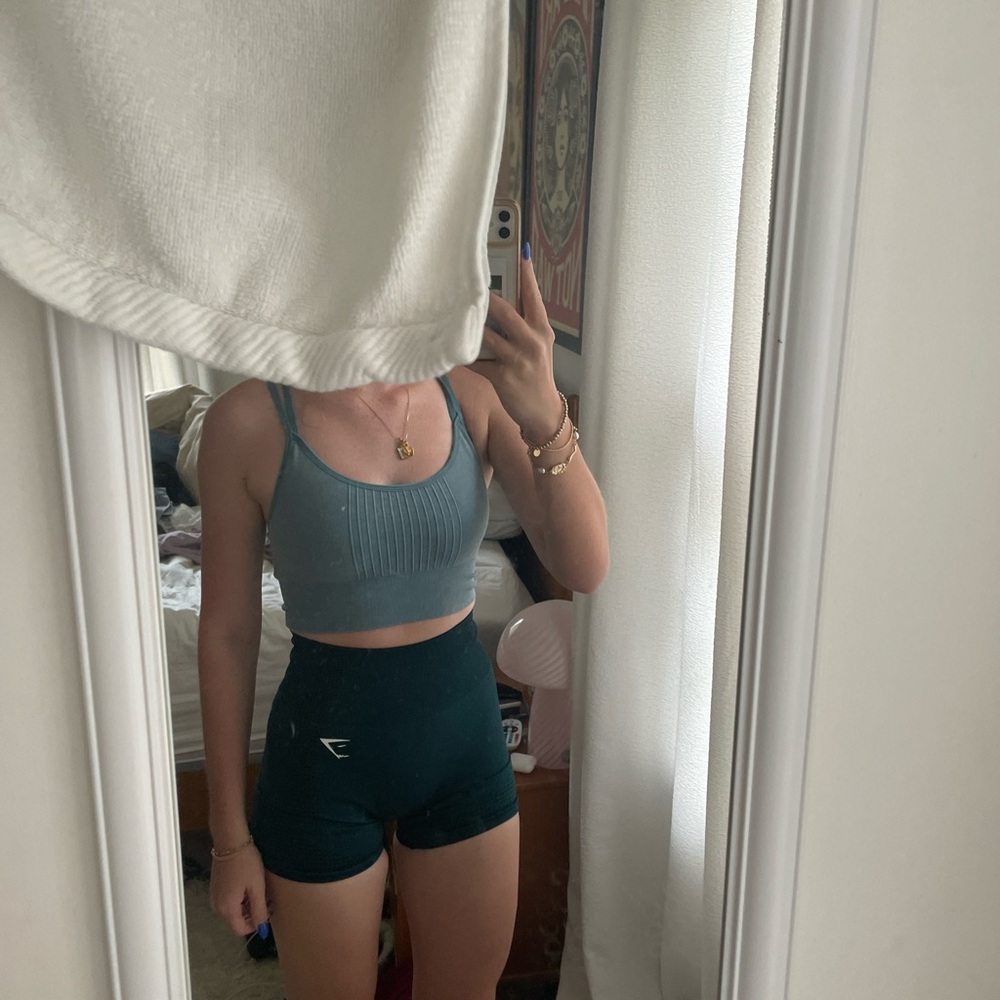 gym shark shorts size small greenish/blue color, worn a few times